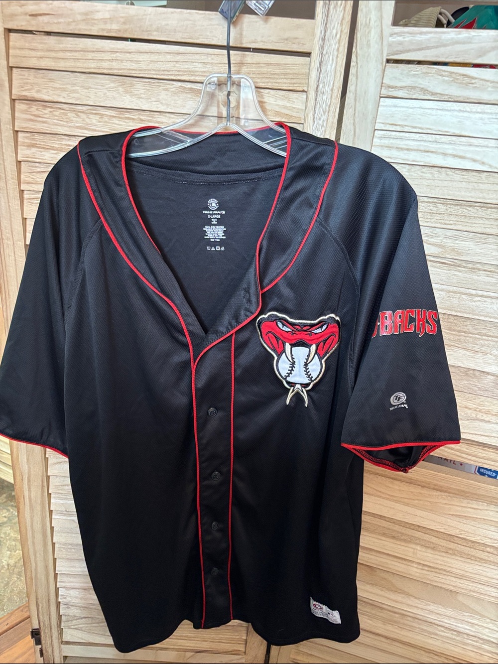D-backs Black Red Trim Baseball Jersey XL